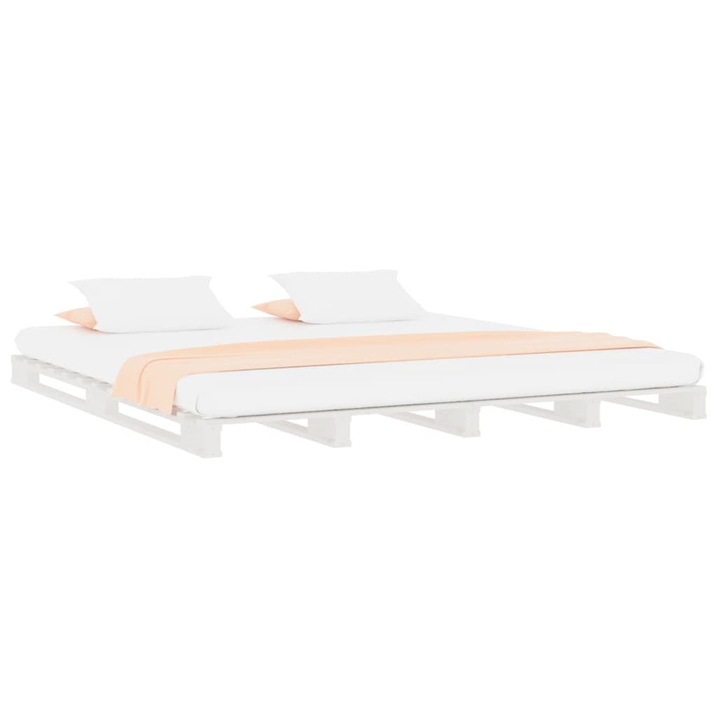 vidaXL Cama de palets de madera maciza de pino blanca 200x200 cm