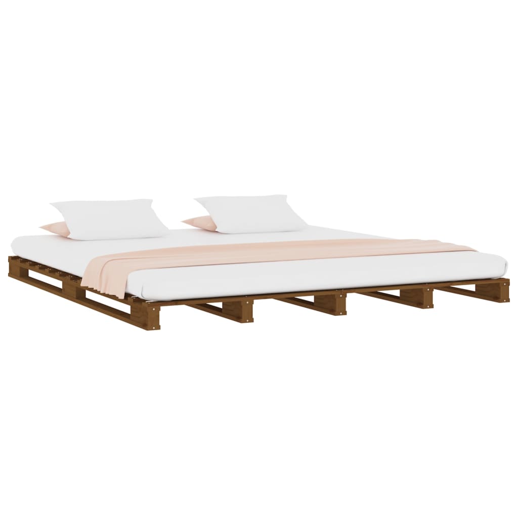 vidaXL Cama de palets madera maciza de pino marrón miel 120x190 cm