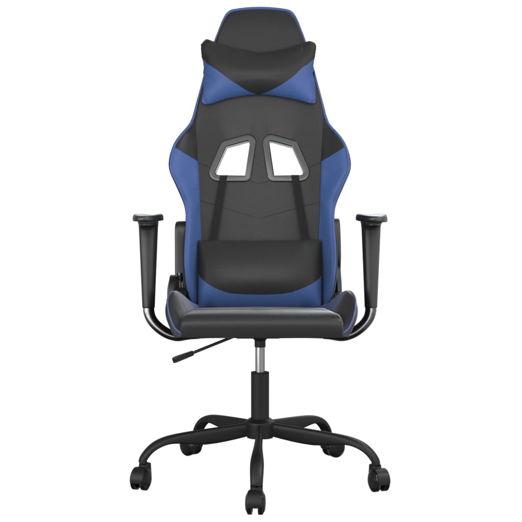 vidaXL Silla gaming de masaje cuero sintético negro y azul