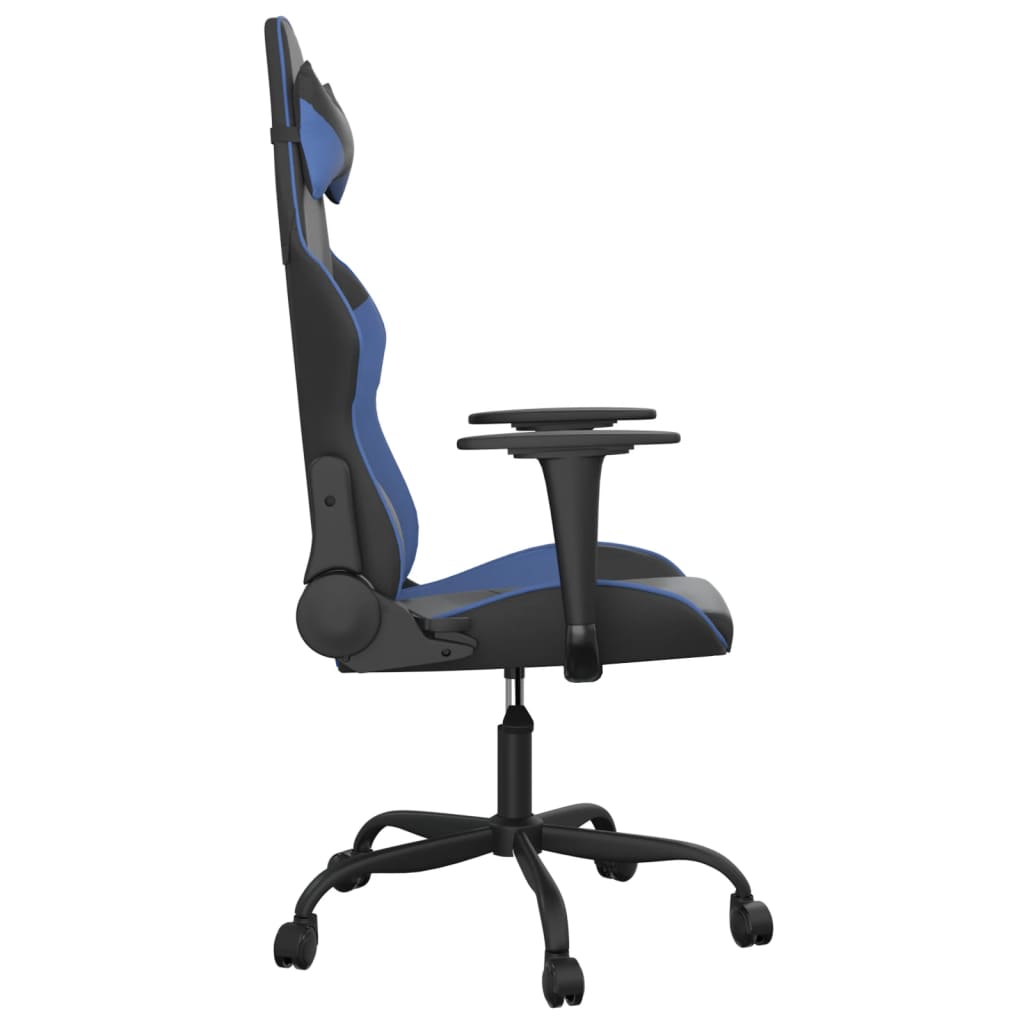 vidaXL Silla gaming de masaje cuero sintético negro y azul