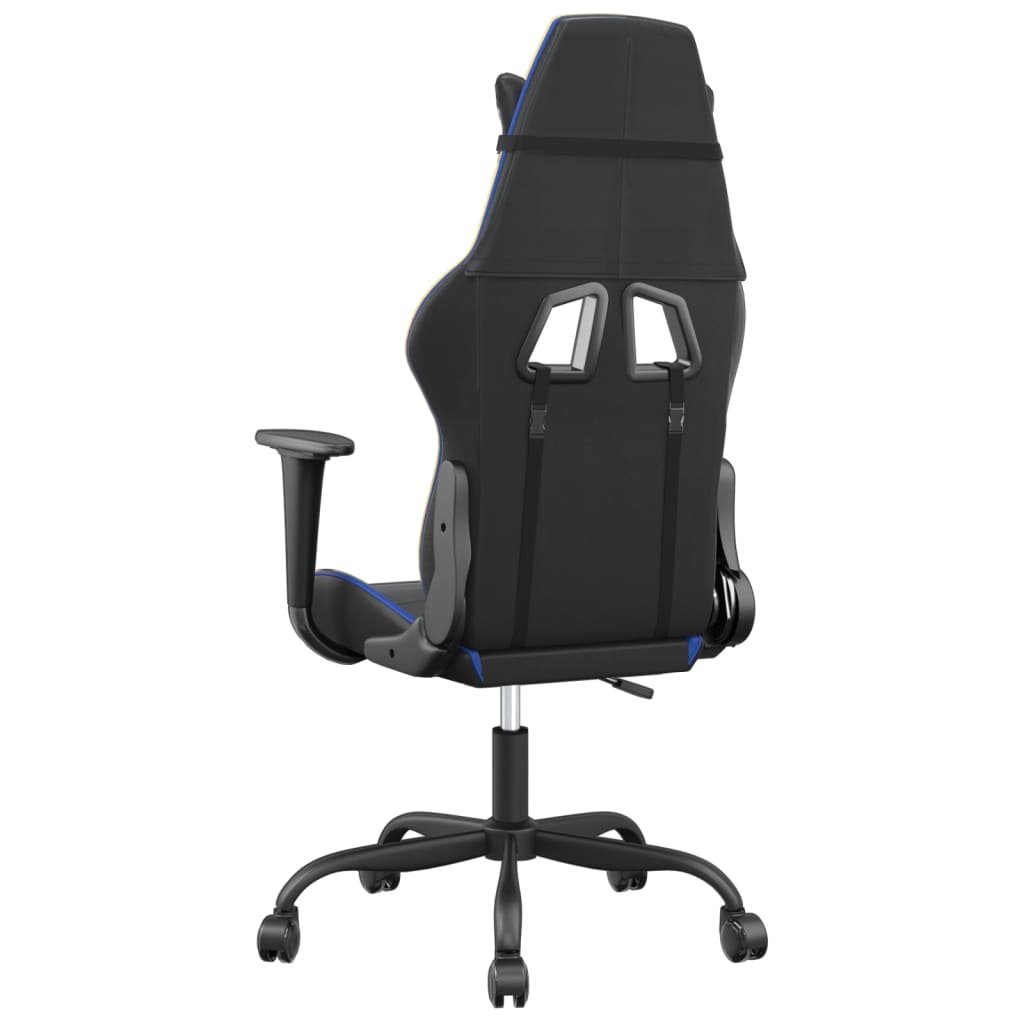 vidaXL Silla gaming de masaje cuero sintético negro y azul