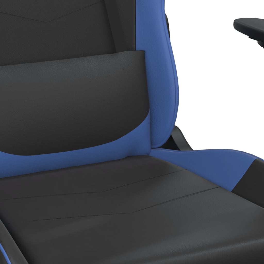 vidaXL Silla gaming de masaje cuero sintético negro y azul