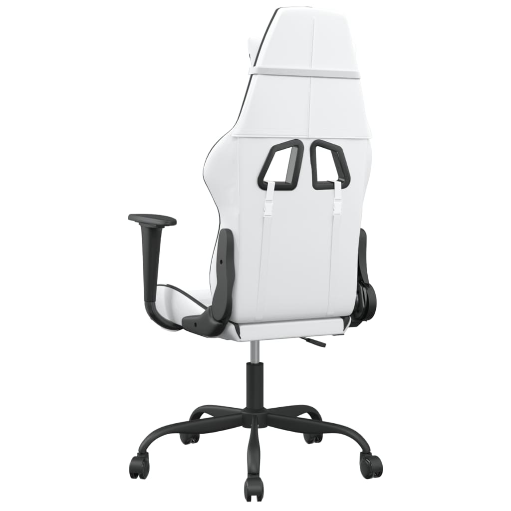 vidaXL Silla gaming de masaje cuero sintético blanco y negro