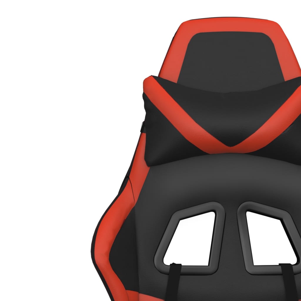 vidaXL Silla gaming de masaje y reposapiés cuero sintético negro rojo