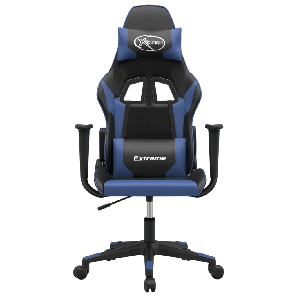 vidaXL Silla gaming de masaje cuero sintético negro y azul