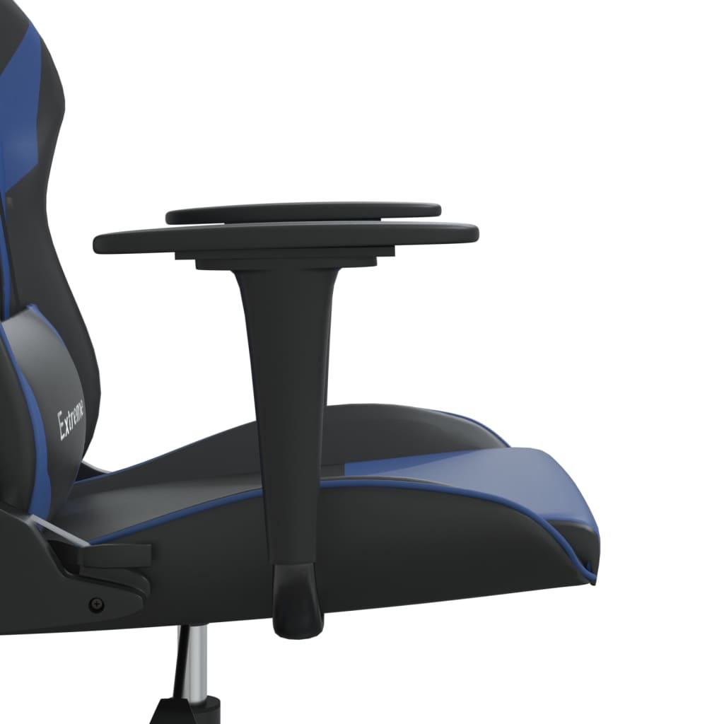 vidaXL Silla gaming de masaje cuero sintético negro y azul