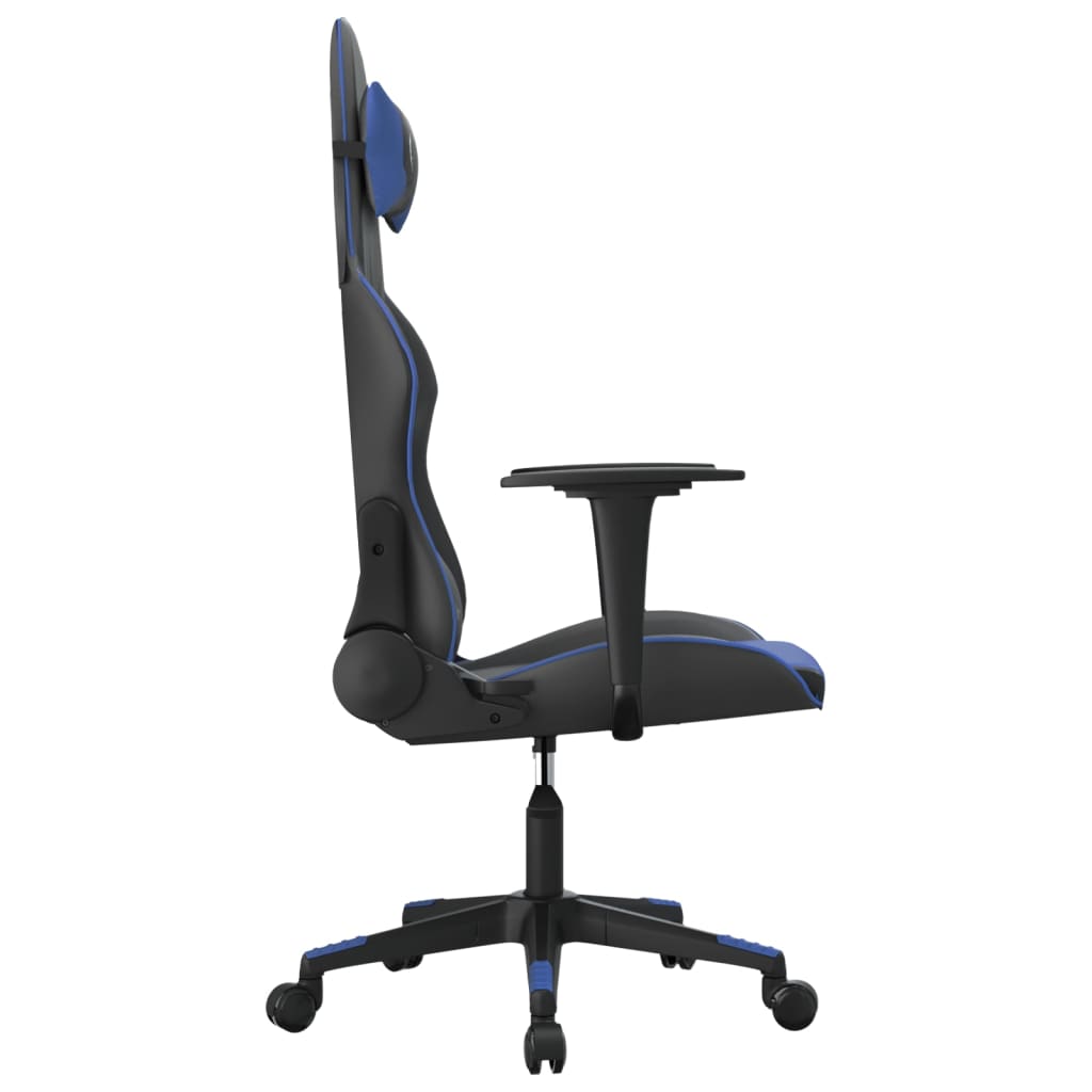 vidaXL Silla gaming de masaje cuero sintético negro y azul