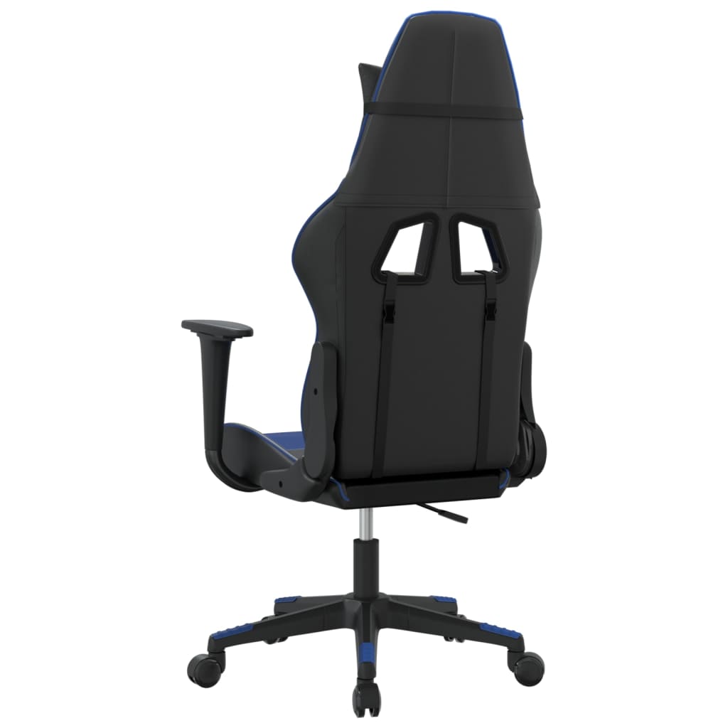 vidaXL Silla gaming de masaje cuero sintético negro y azul