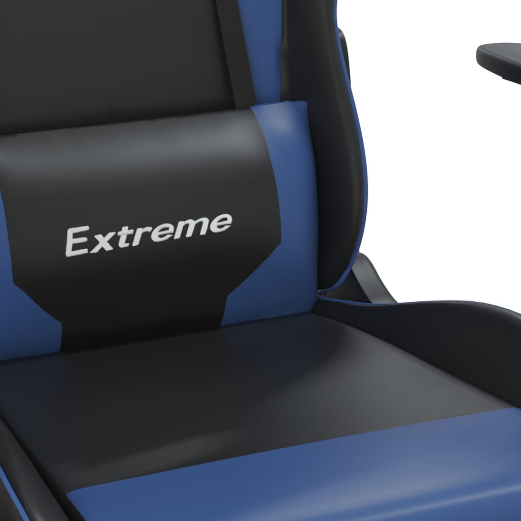 vidaXL Silla gaming de masaje cuero sintético negro y azul