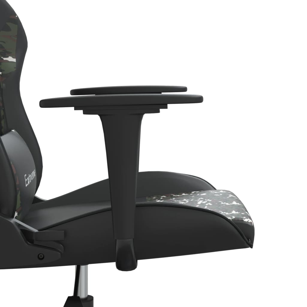 vidaXL Silla gaming de masaje cuero sintético negro y camuflaje