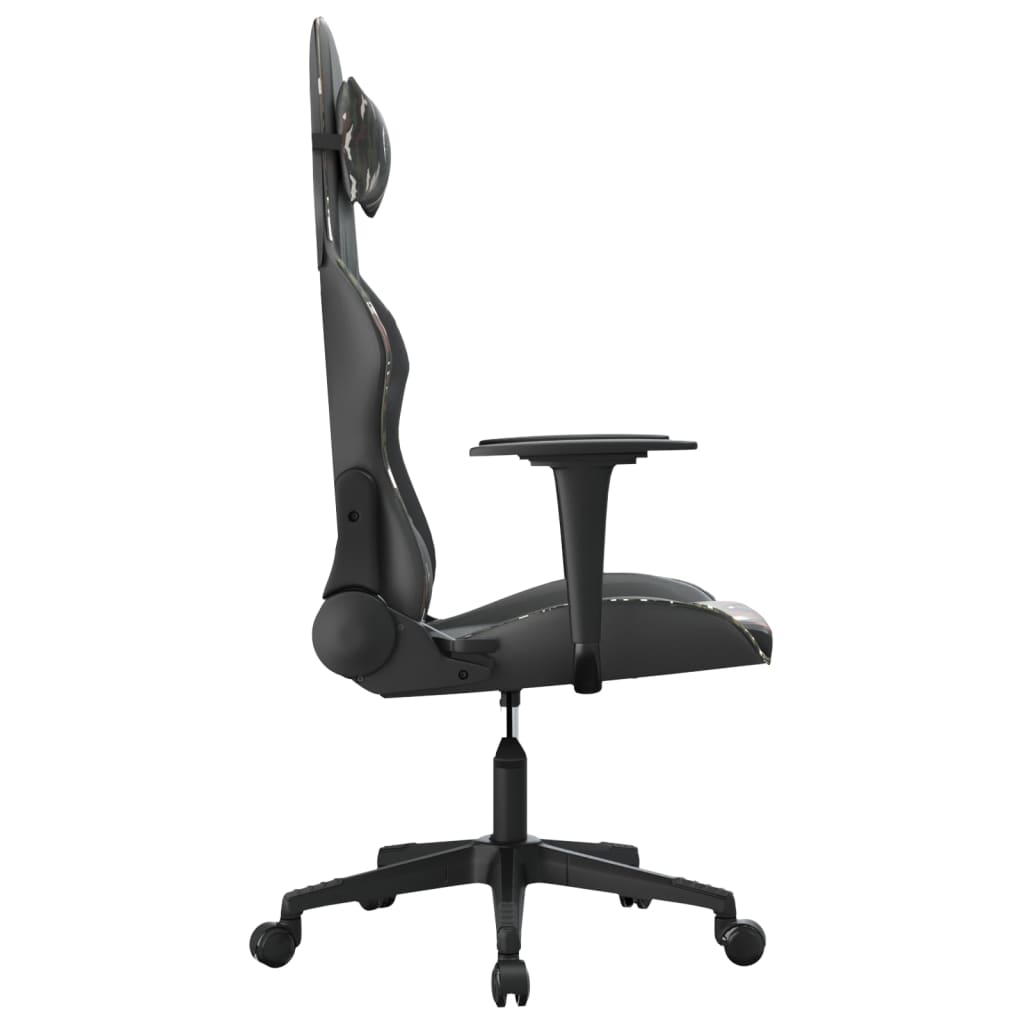 vidaXL Silla gaming de masaje cuero sintético negro y camuflaje