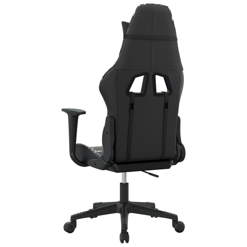 vidaXL Silla gaming de masaje cuero sintético negro y camuflaje