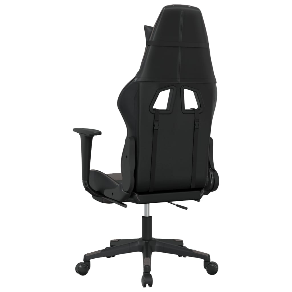 vidaXL Silla gaming de masaje y reposapiés cuero sintético negro gris