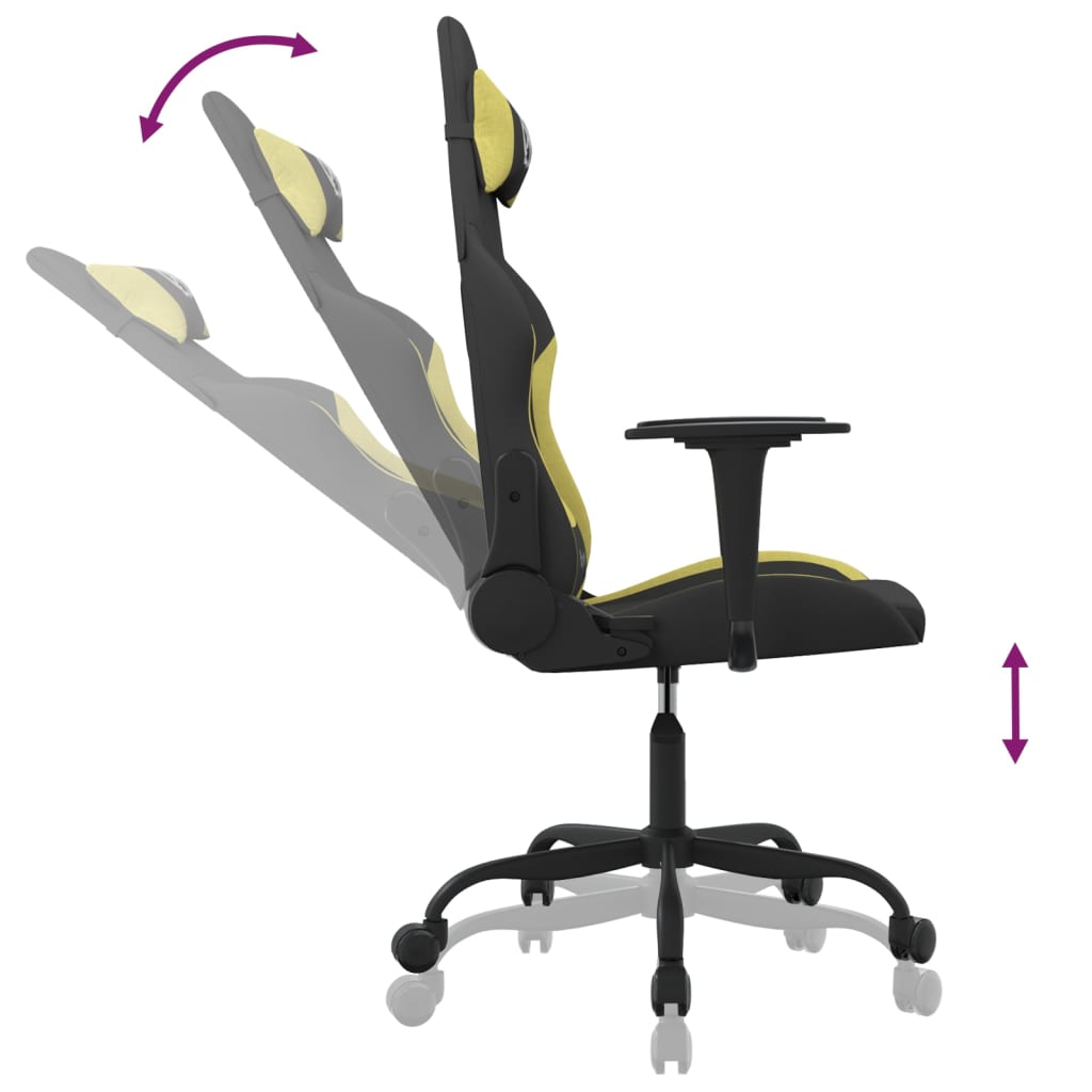 vidaXL Silla gaming de masaje tela negro y verde claro