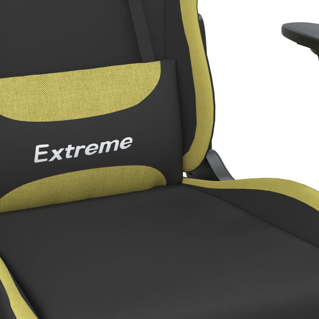 vidaXL Silla gaming de masaje tela negro y verde claro