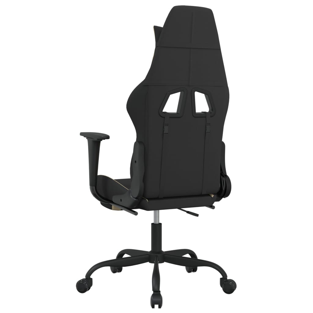 vidaXL Silla gaming de masaje con reposapiés tela negro y crema