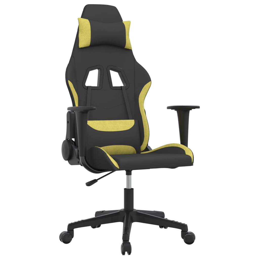 vidaXL Silla gaming de masaje tela negro y verde claro