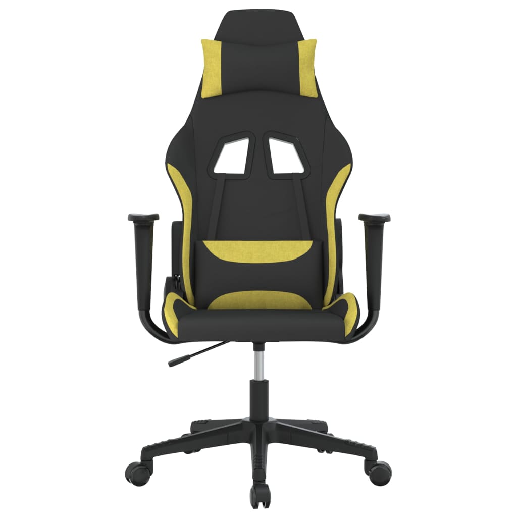 vidaXL Silla gaming de masaje tela negro y verde claro