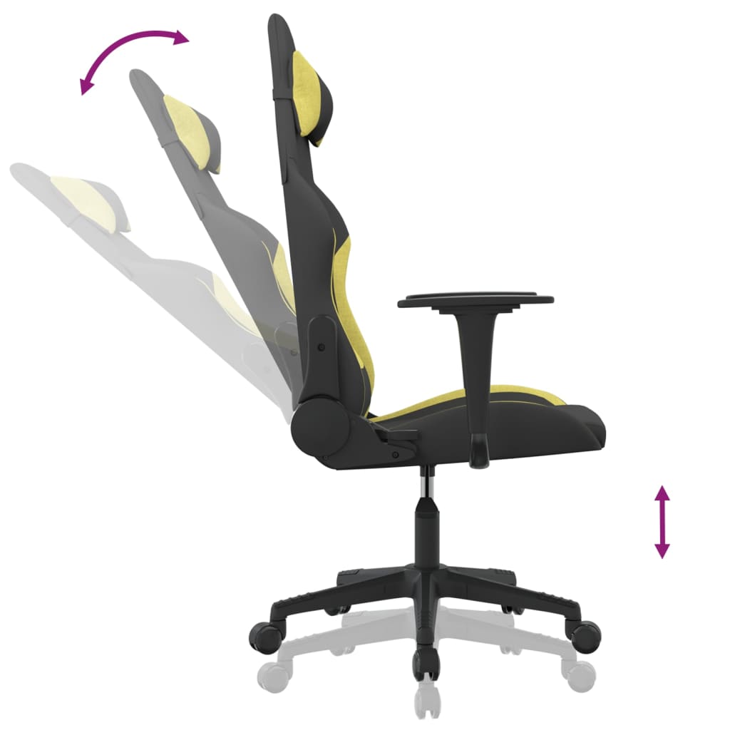 vidaXL Silla gaming de masaje tela negro y verde claro