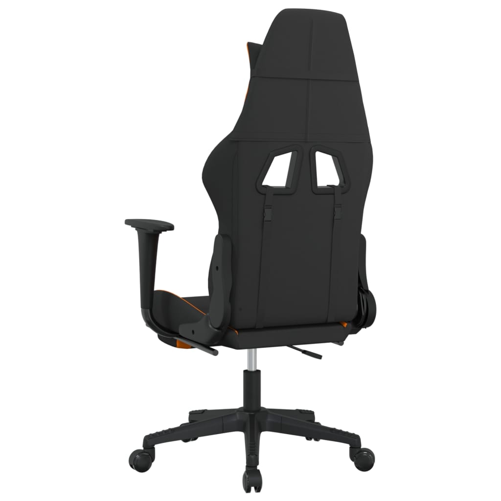 vidaXL Silla gaming de masaje con reposapiés tela negro y naranja