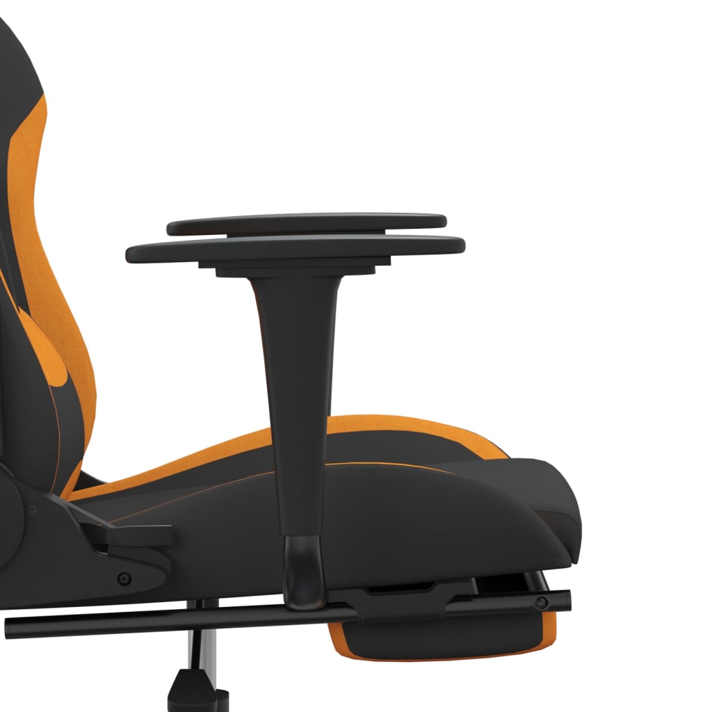 vidaXL Silla gaming de masaje con reposapiés tela negro y naranja