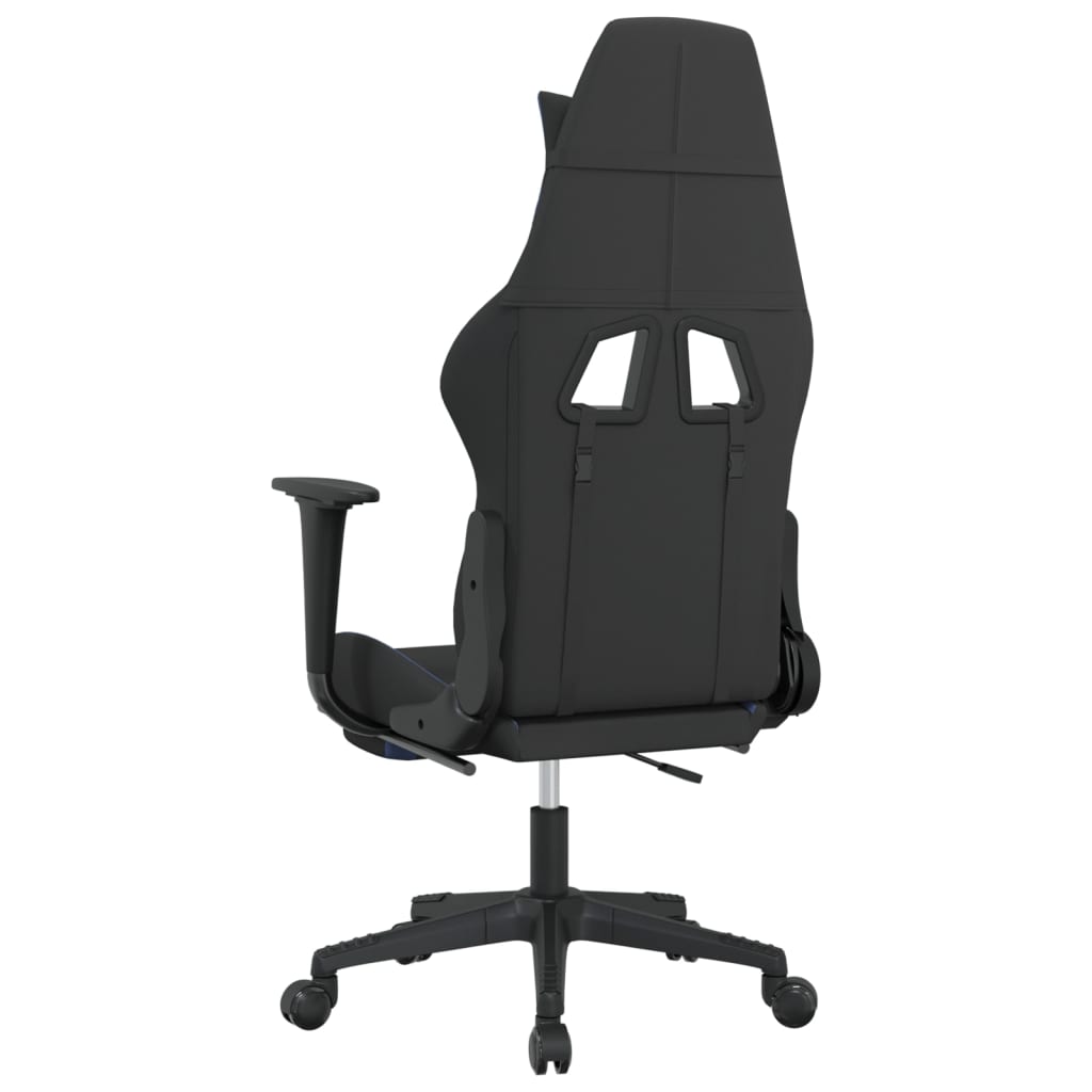 vidaXL Silla gaming de masaje con reposapiés tela negro y azul