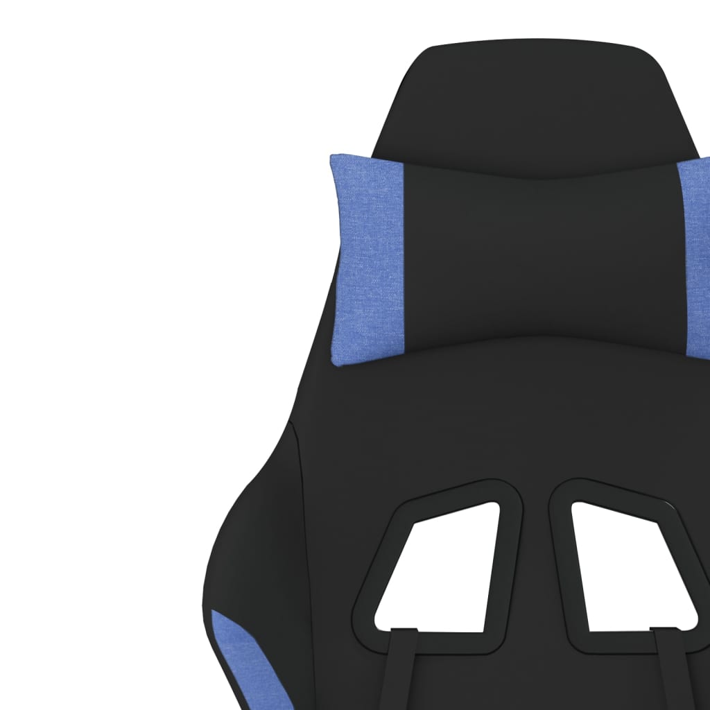 vidaXL Silla gaming de masaje con reposapiés tela negro y azul