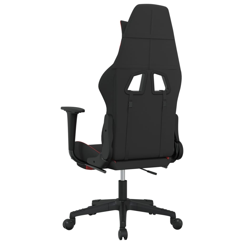 vidaXL Silla gaming de masaje con reposapiés tela negro y rojo