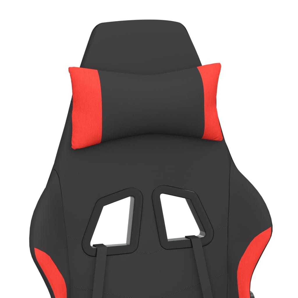 vidaXL Silla gaming de masaje con reposapiés tela negro y rojo