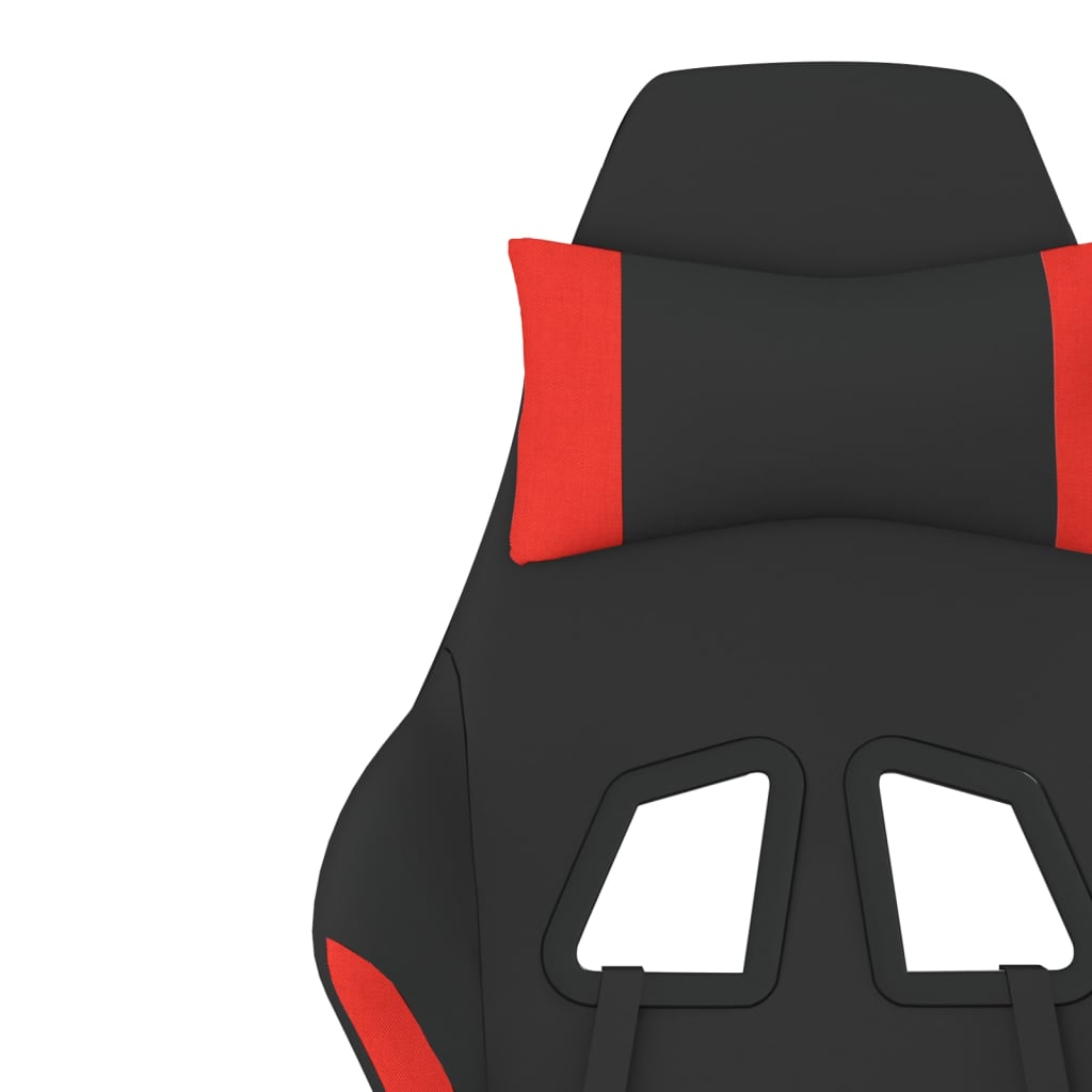 vidaXL Silla gaming de masaje con reposapiés tela negro y rojo