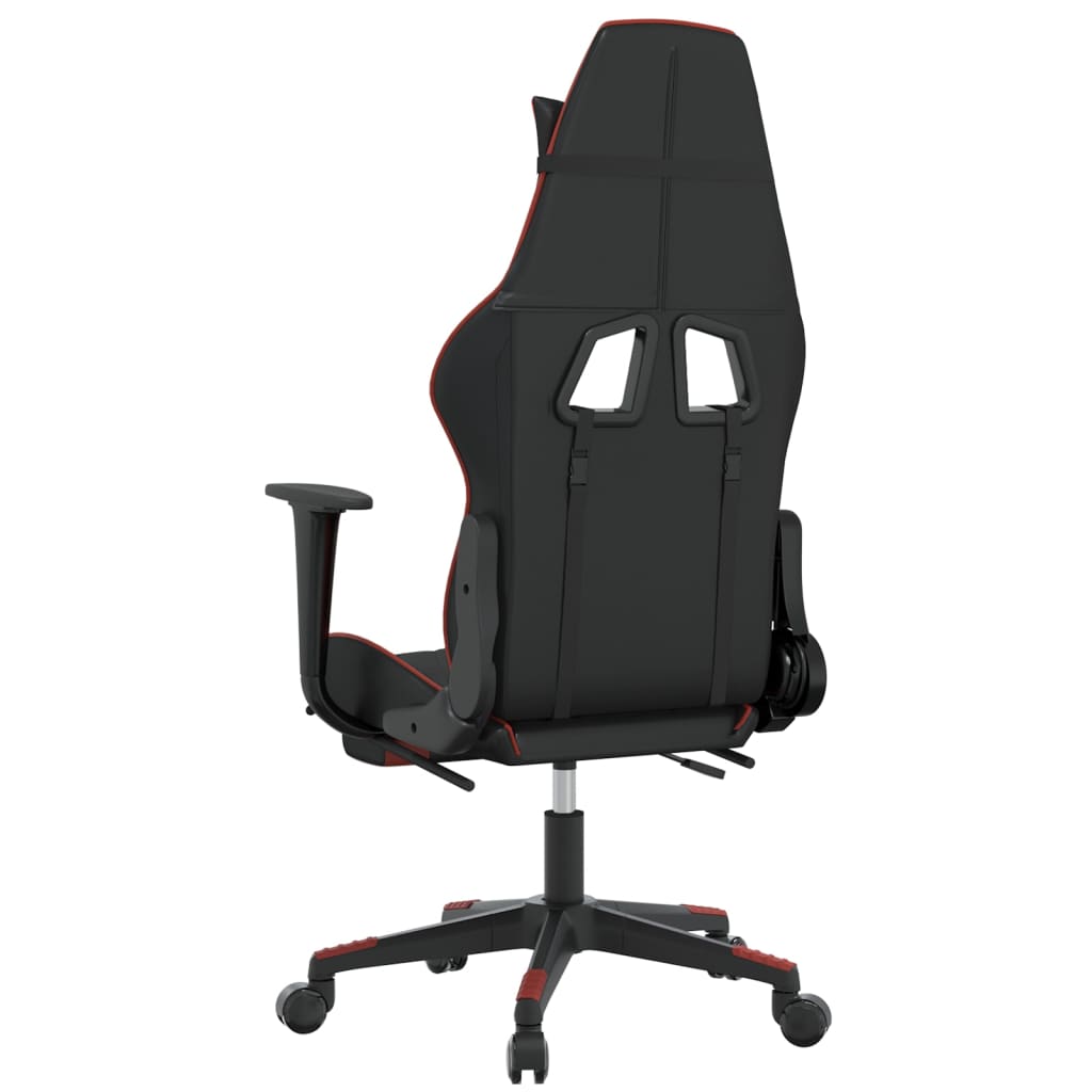 vidaXL Silla gaming de masaje y reposapiés cuero sintético negro rojo