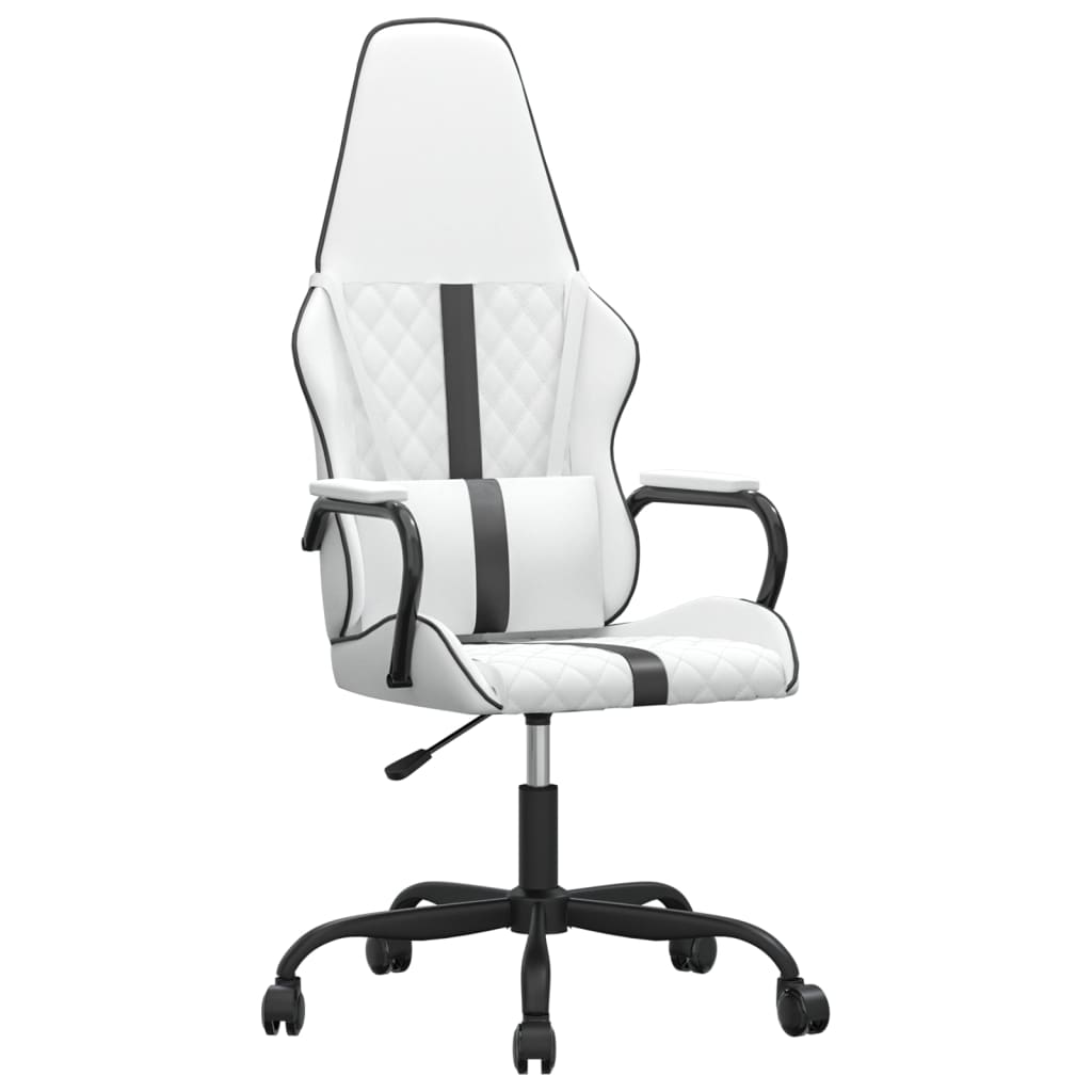 vidaXL Silla gaming de masaje cuero sintético negro y blanco