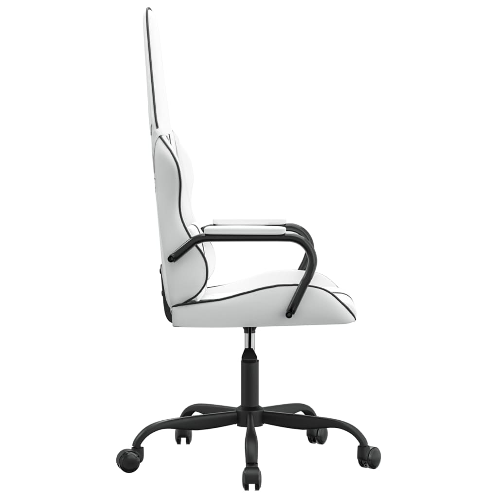 vidaXL Silla gaming de masaje cuero sintético negro y blanco