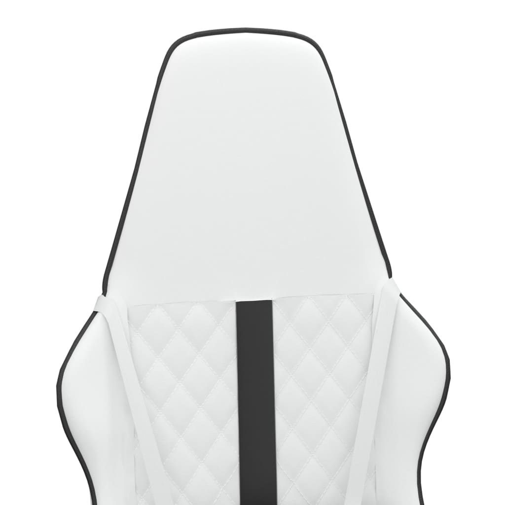 vidaXL Silla gaming de masaje cuero sintético negro y blanco