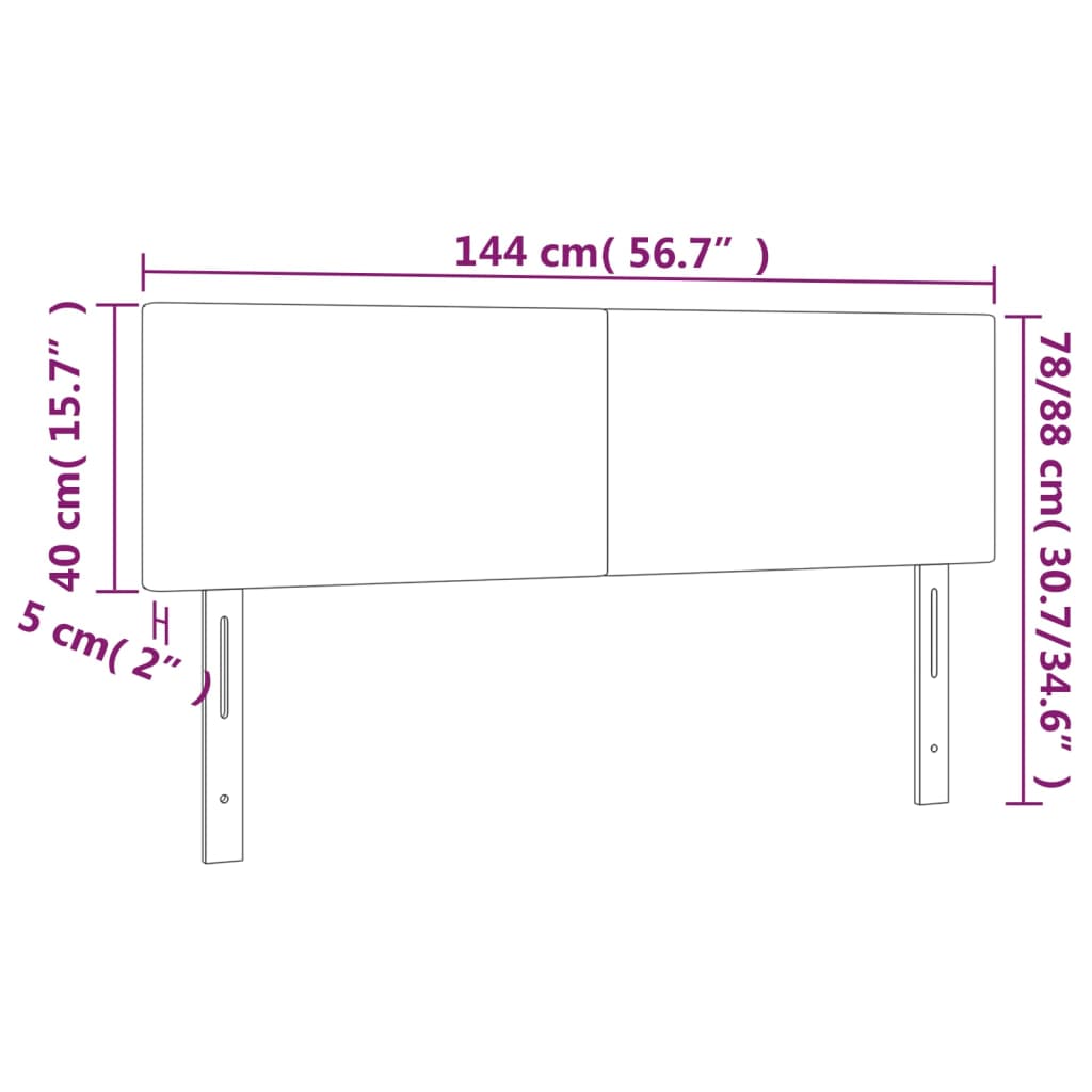 vidaXL Cabeceros 2 unidades tela azul 72x5x78/88 cm