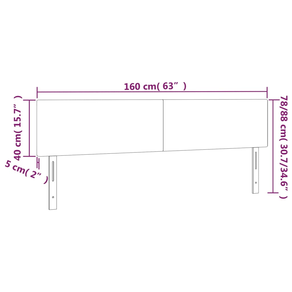 vidaXL Cabeceros 2 unidades de cuero sintético gris 80x5x78/88 cm