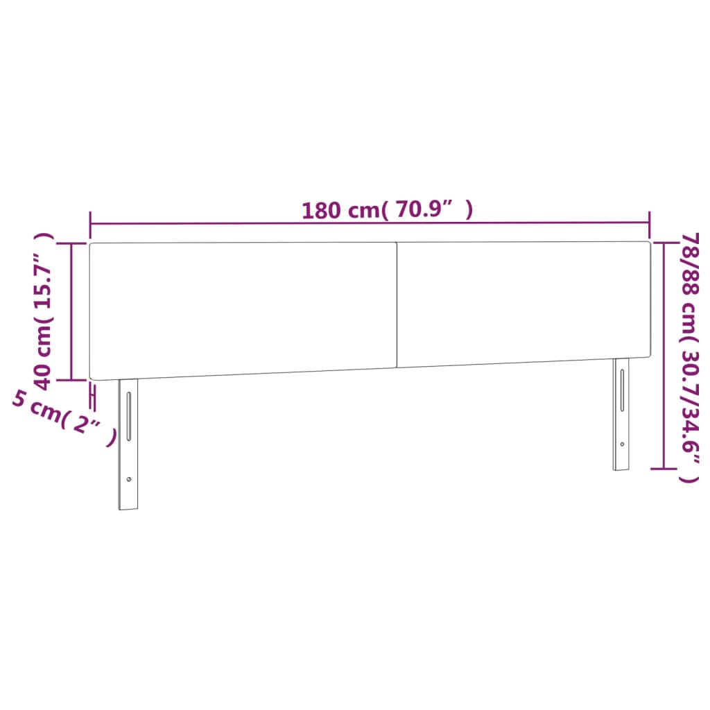 vidaXL Cabeceros 2 unidades de tela gris claro 90x5x78/88 cm