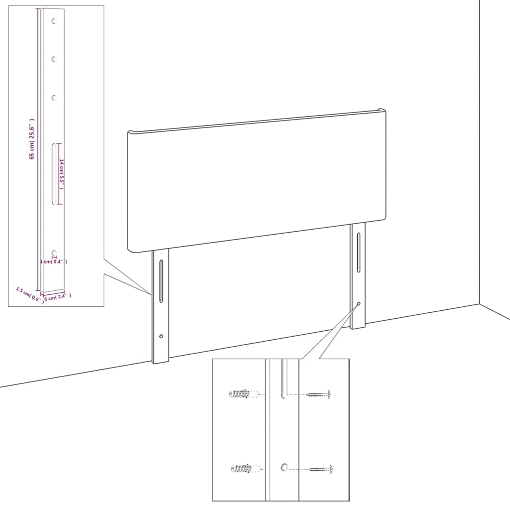 vidaXL Cabeceros 2 unidades de cuero sintético blanco 100x5x78/88 cm