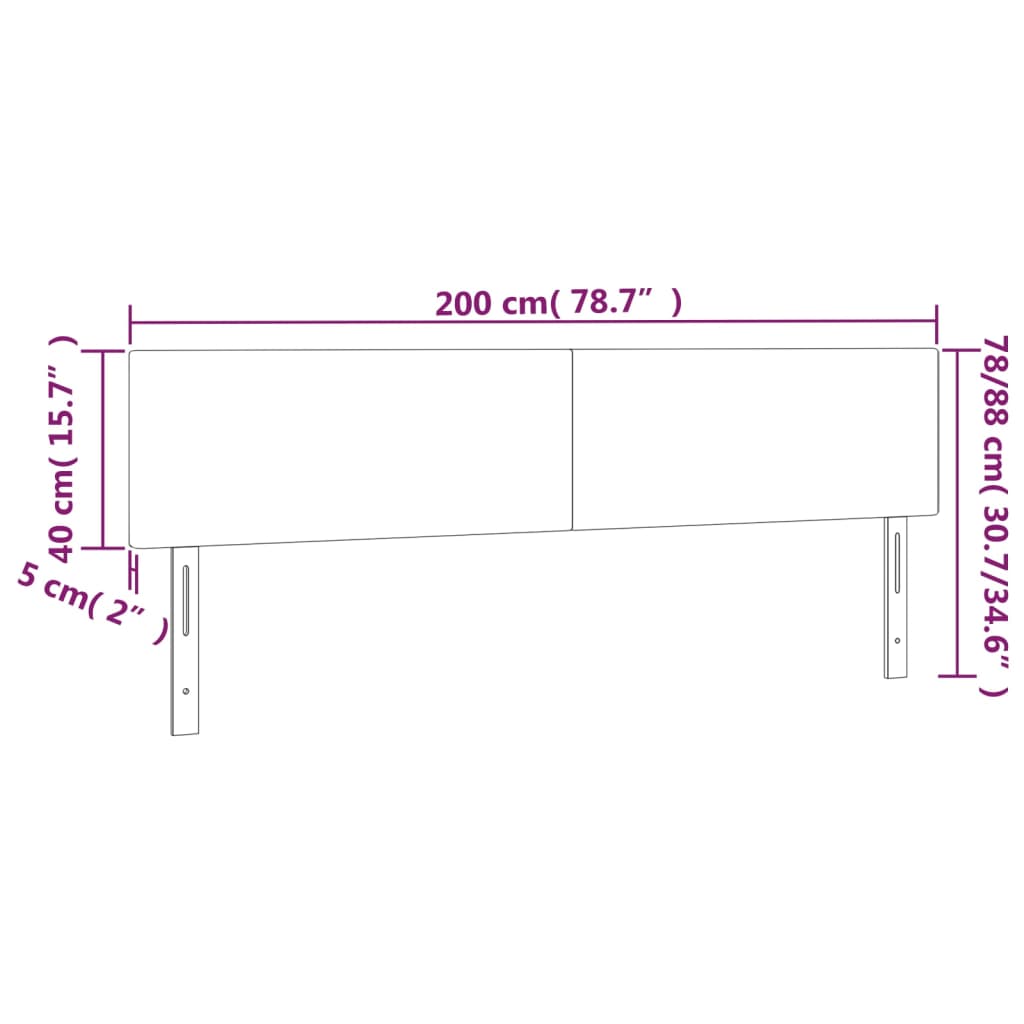 vidaXL Cabeceros 2 unidades de terciopelo rosa 100x5x78/88 cm