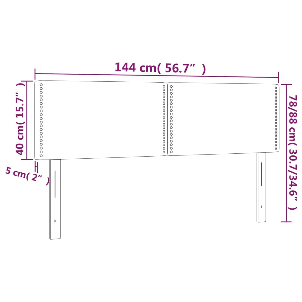 vidaXL Cabeceros 2 unidades tela gris claro 72x5x78/88 cm