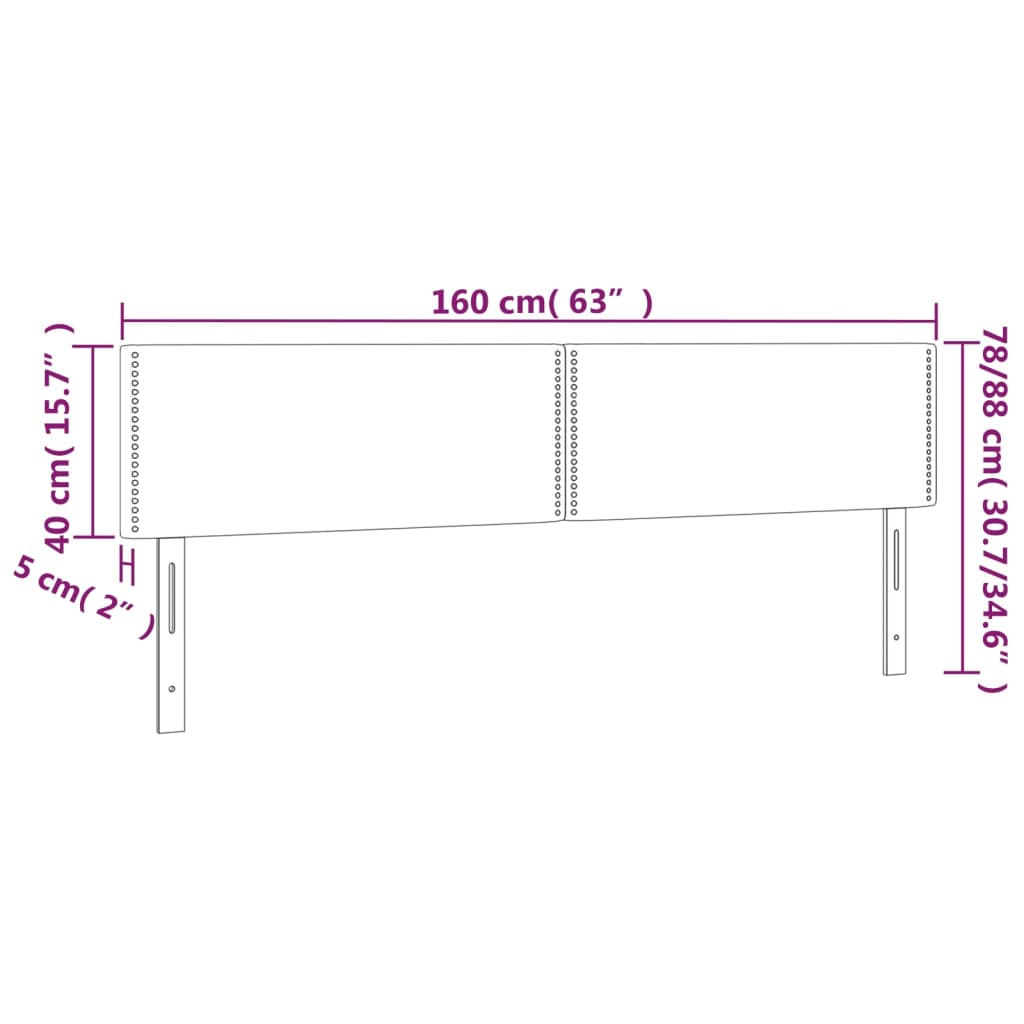 vidaXL Cabeceros 2 unidades de tela marrón oscuro 80x5x78/88 cm