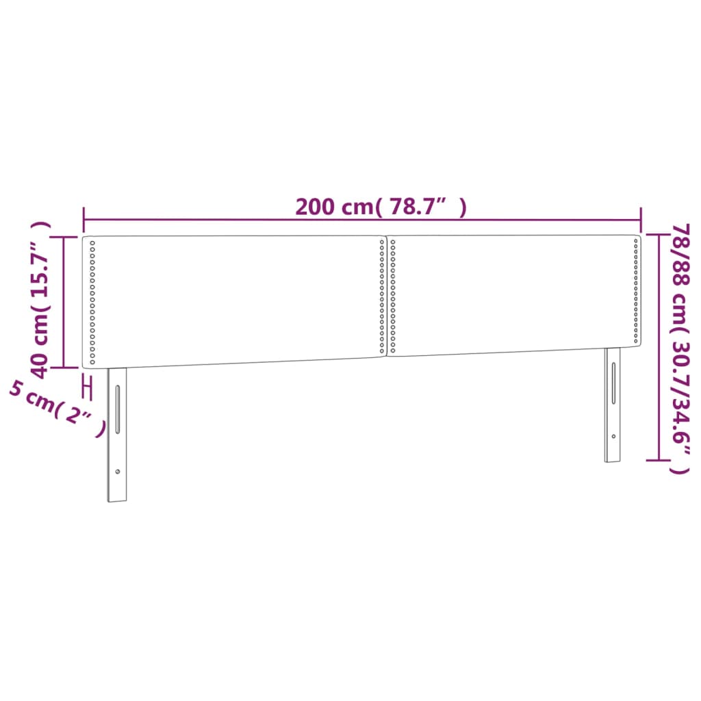 vidaXL Cabeceros 2 unidades de terciopelo rosa 100x5x78/88 cm