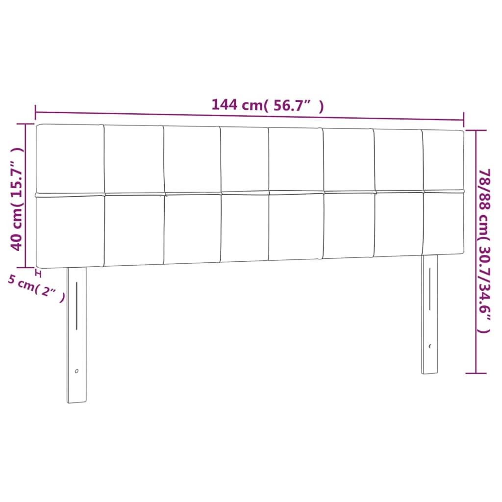 vidaXL Cabeceros 2 unidades tela negro 72x5x78/88 cm