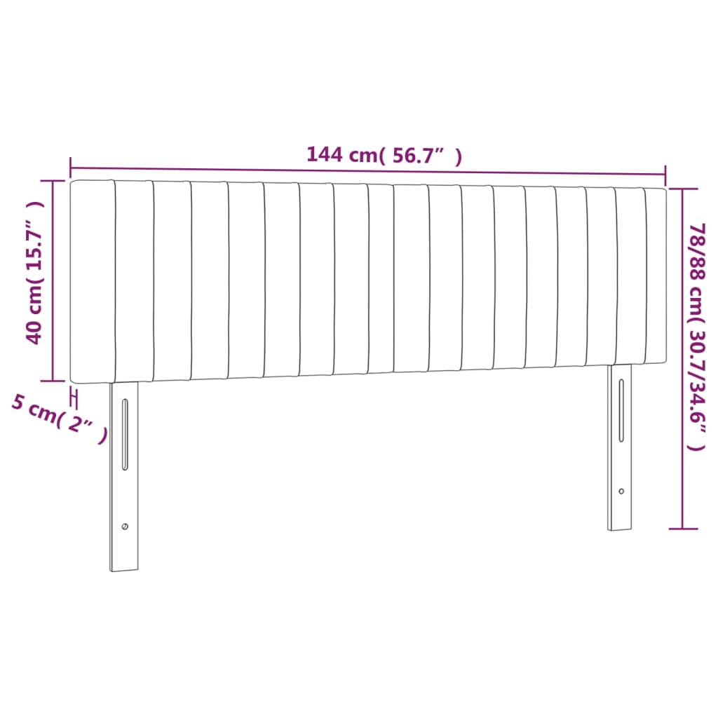 vidaXL Cabeceros 2 unidades tela gris claro 72x5x78/88 cm