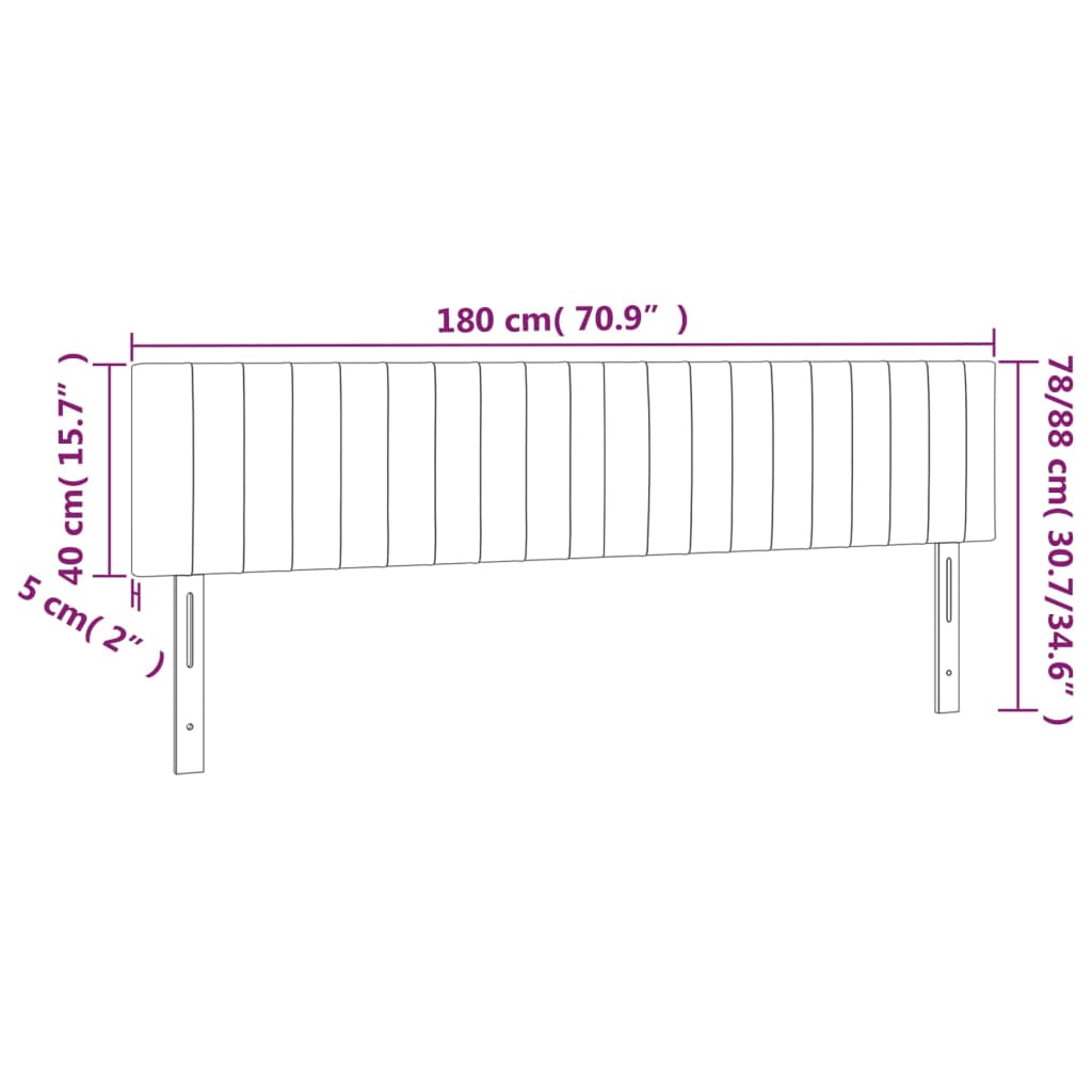 vidaXL Cabeceros 2 unidades de tela gris claro 90x5x78/88 cm