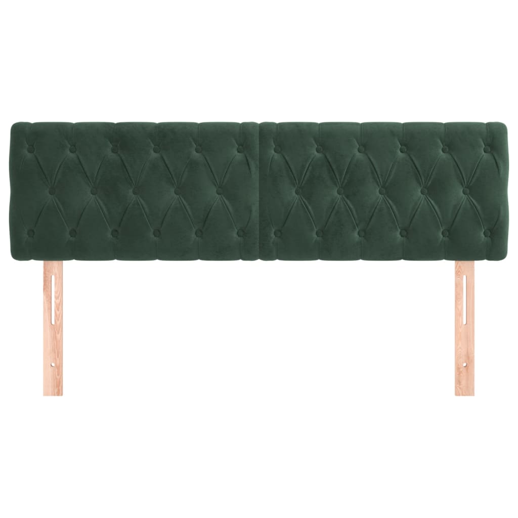 vidaXL Cabeceros 2 unidades de terciopelo verde oscuro 72x7x78/88 cm