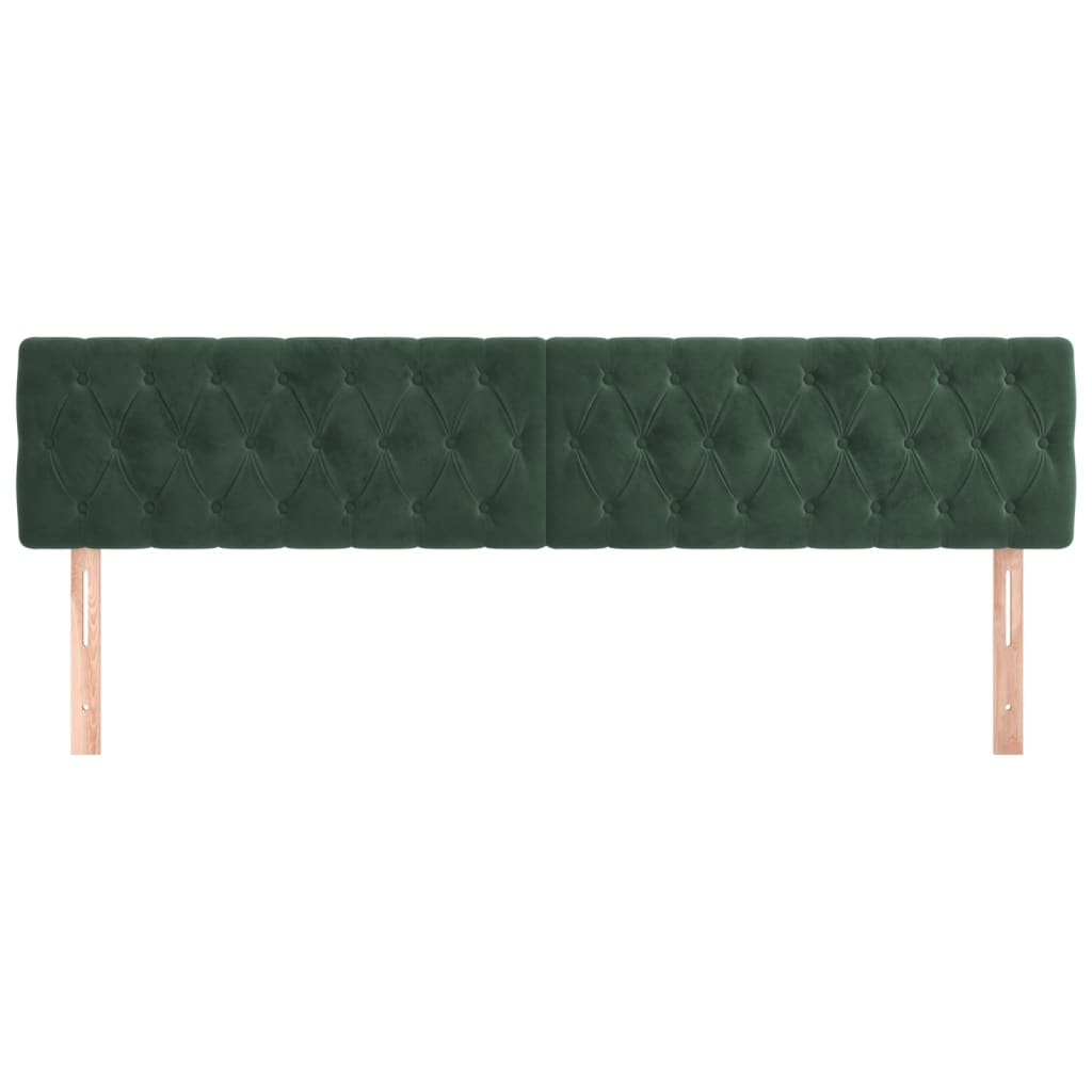 vidaXL Cabeceros 2 unidades de terciopelo verde oscuro 90x7x78/88 cm