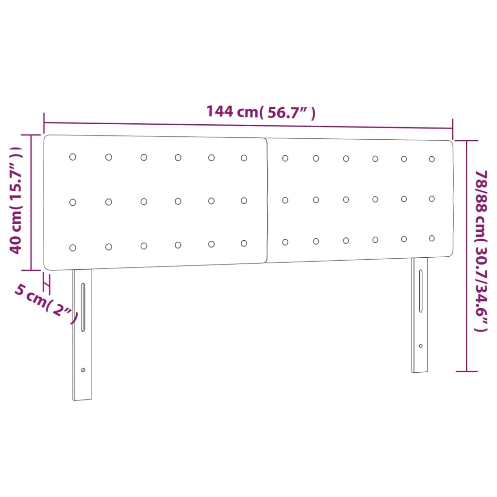 vidaXL Cabeceros 2 unidades tela marrón oscuro 72x5x78/88 cm