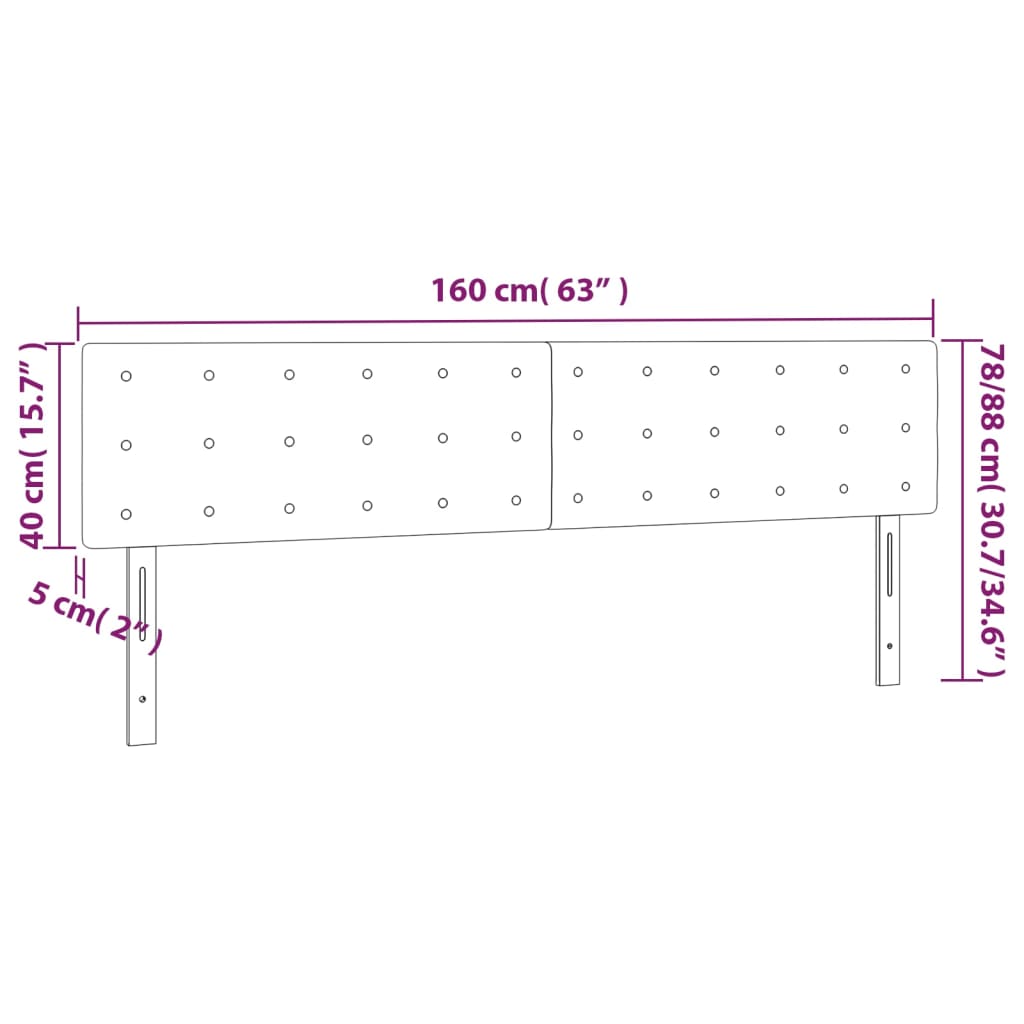 vidaXL Cabeceros 2 unidades de cuero sintético negro 80x5x78/88 cm