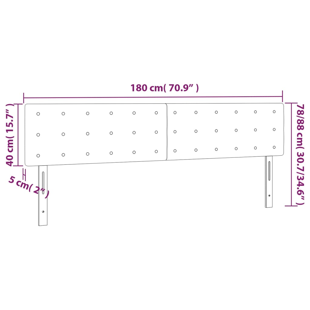 vidaXL Cabeceros 2 unidades de cuero sintético negro 90x5x78/88 cm